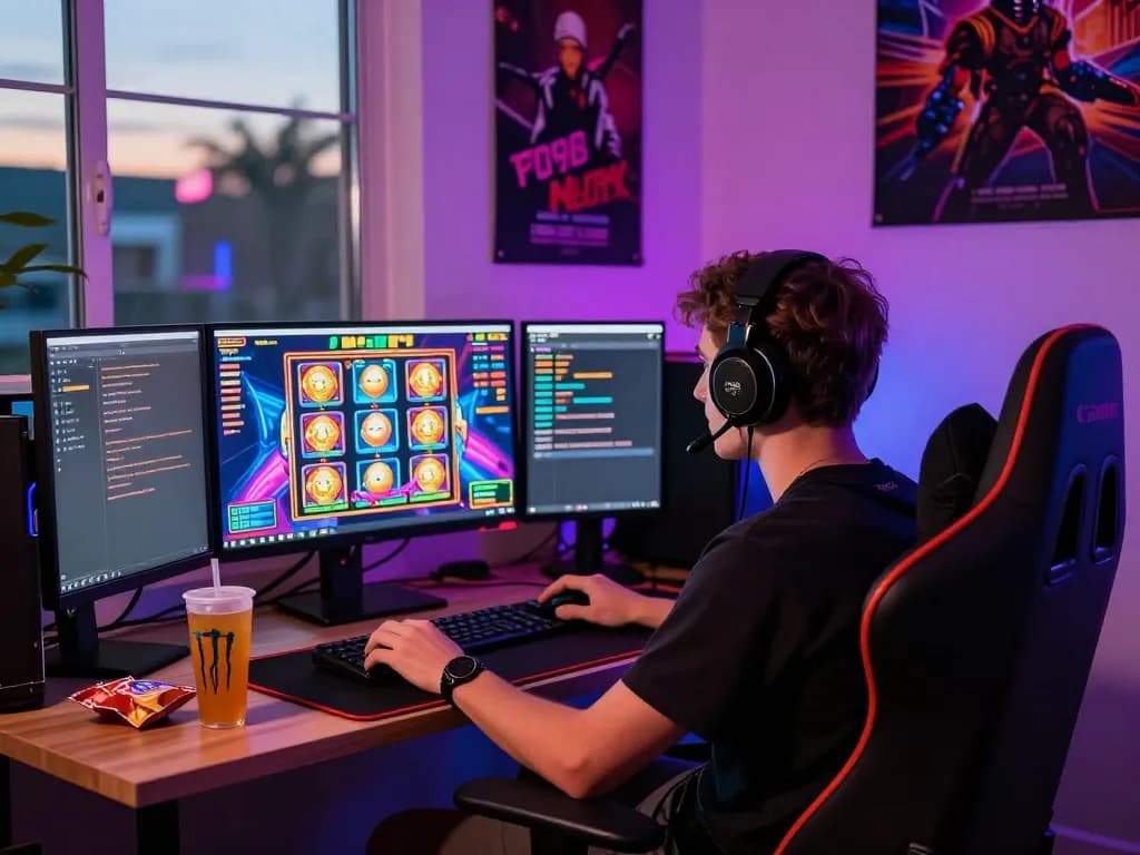 Pengalaman permainan online yang mendebarkan menampilkan bocoran slot online di layar desktop yang cerah dengan suasana yang mendalam