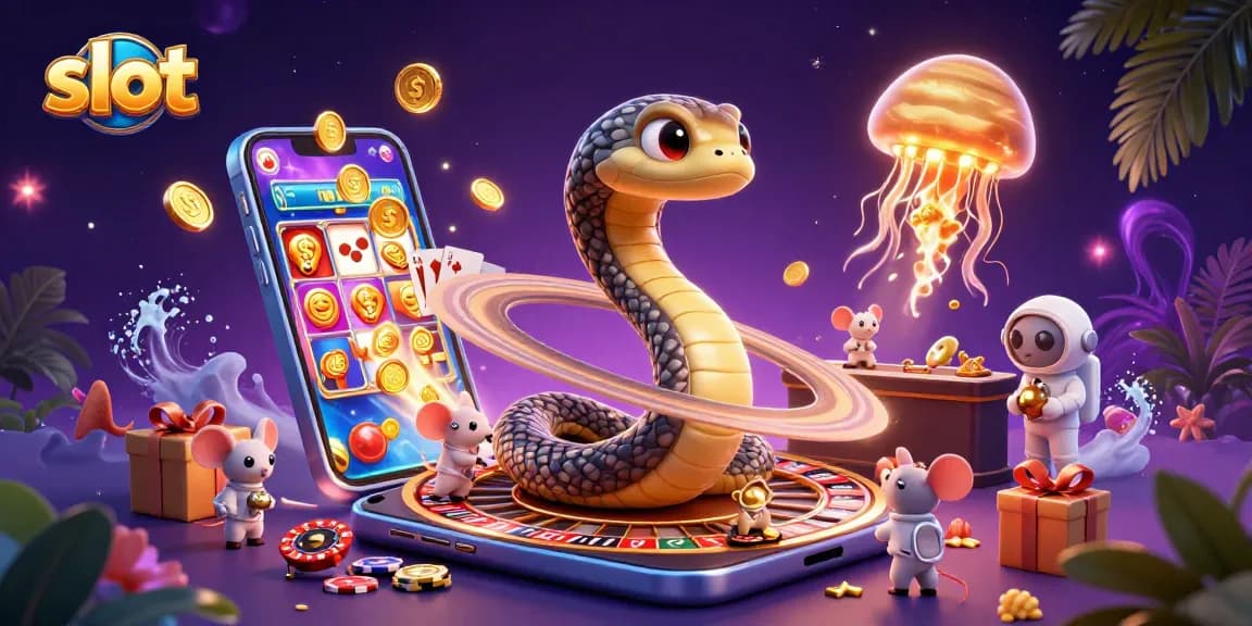 Menangkan slot dengan karakter kartun 3D di lingkungan kasino luar angkasa yang imersif