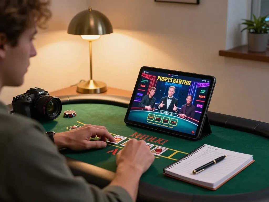 Player engaging in live blackjack using tablet on MM88 platform, emphasizing strategic gameplay.