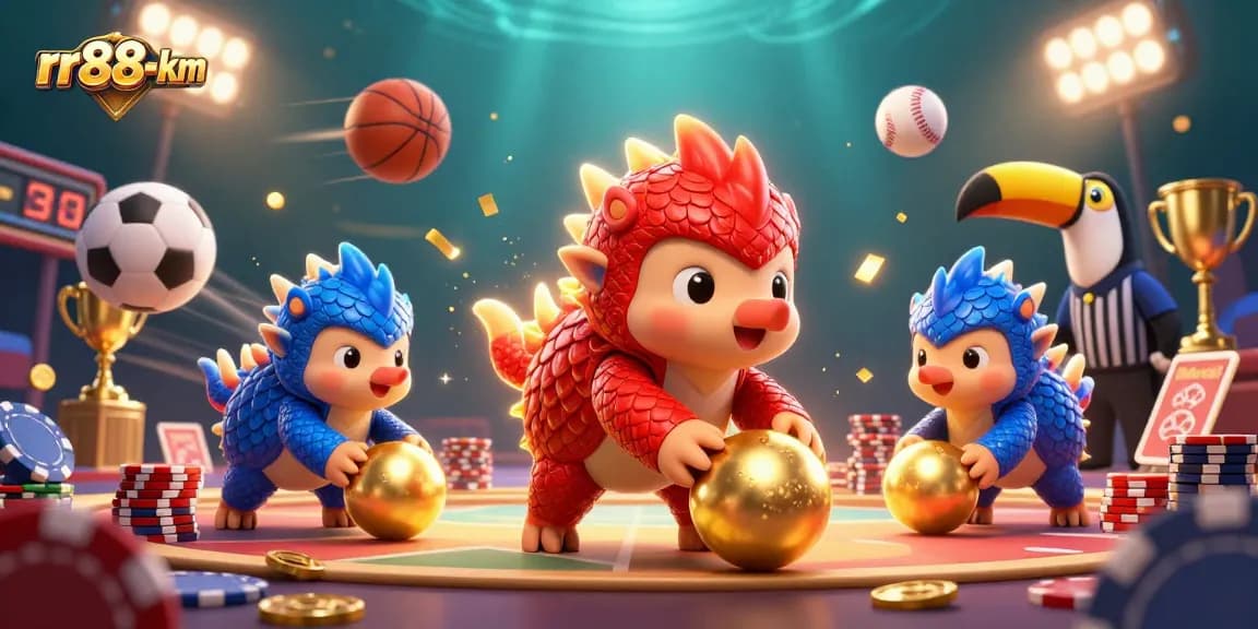rr88-km pangolins bowling through poker chips, capturing the thrill of competitive gambling.