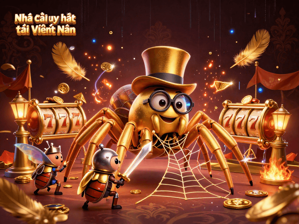 Engage with Nhà cái uy tín tại Việt Nam through this vibrant casino-themed illustration featuring dynamic characters.