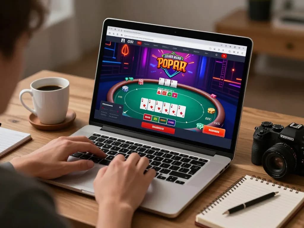 Engaged player exploring poker strategies on 789F online casino interface with vibrant cards.