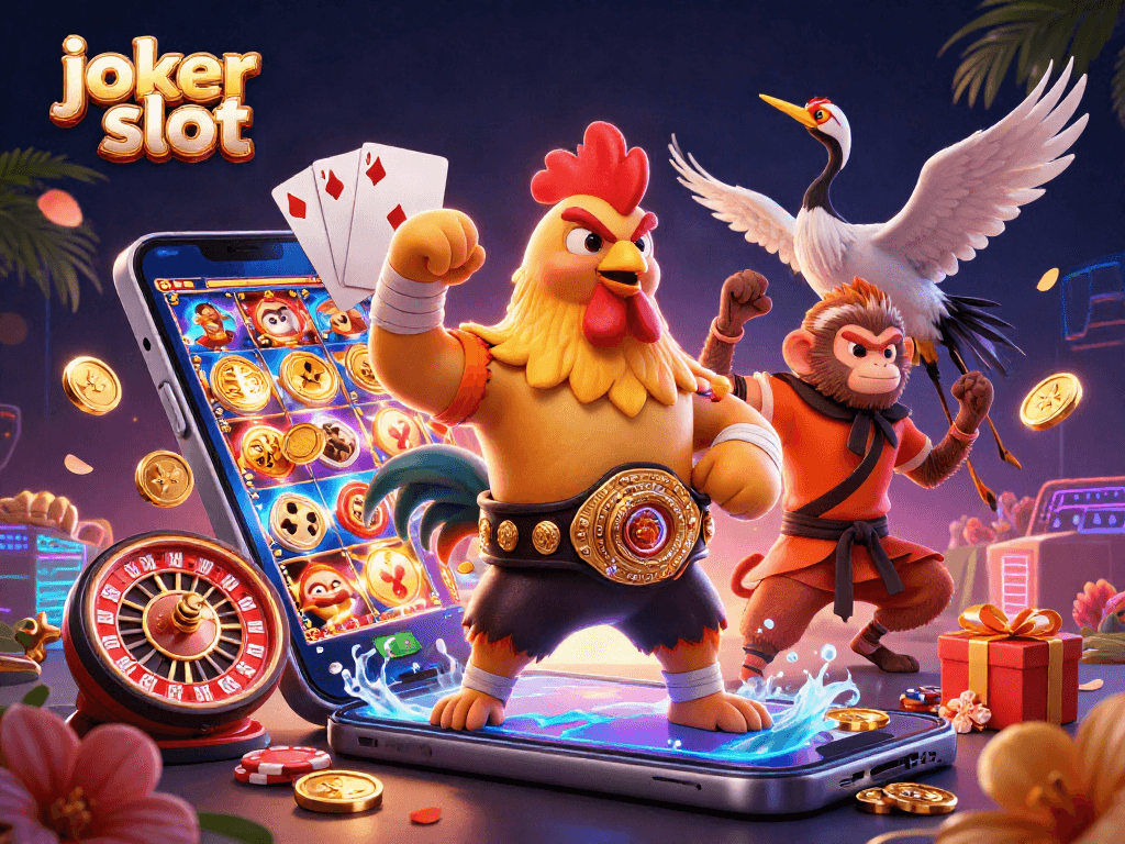 Rasakan keseruan joker slot dengan ilustrasi 3D kartun yang dinamis dan penuh aksesoris permainan.