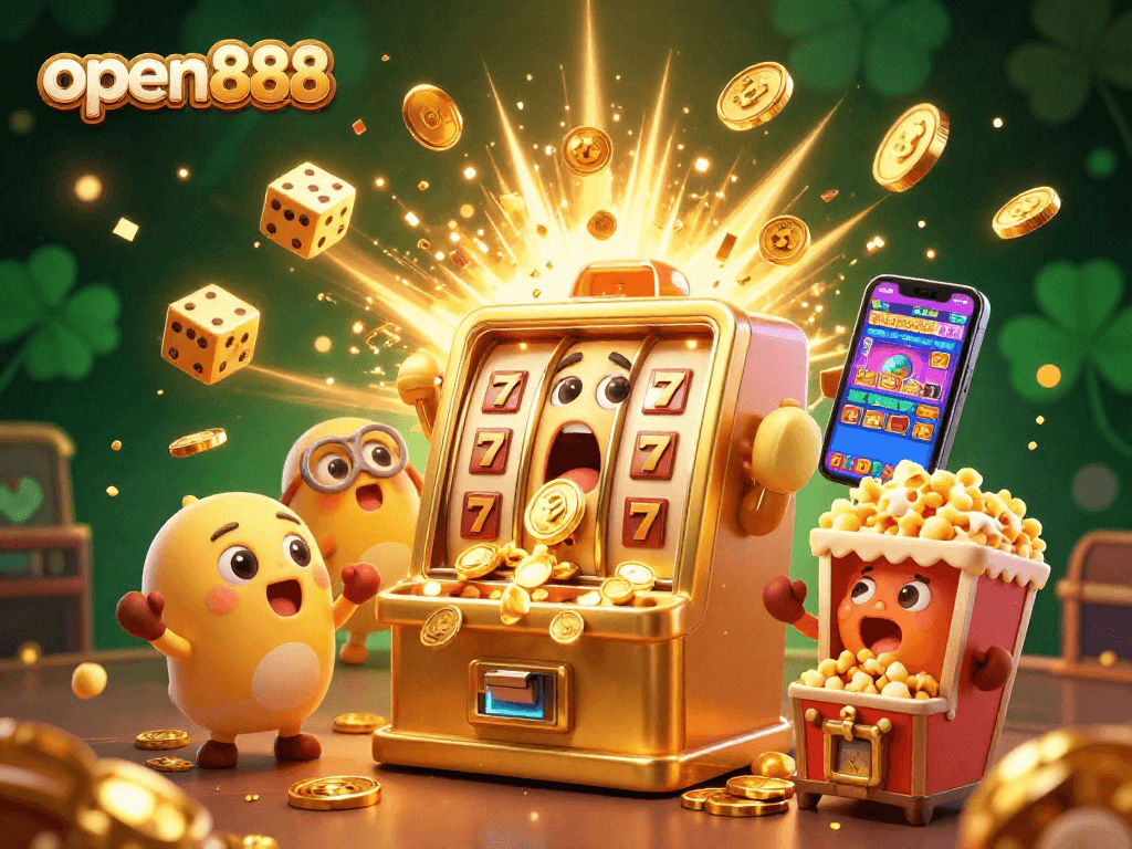 Experience the thrilling action of open888 while winning massive jackpots with golden slot machines and a vibrant casino scene.