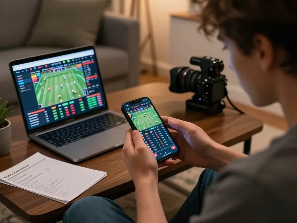 Witnessing intense sports betting action on smartphone with open888 app in cozy home setting
