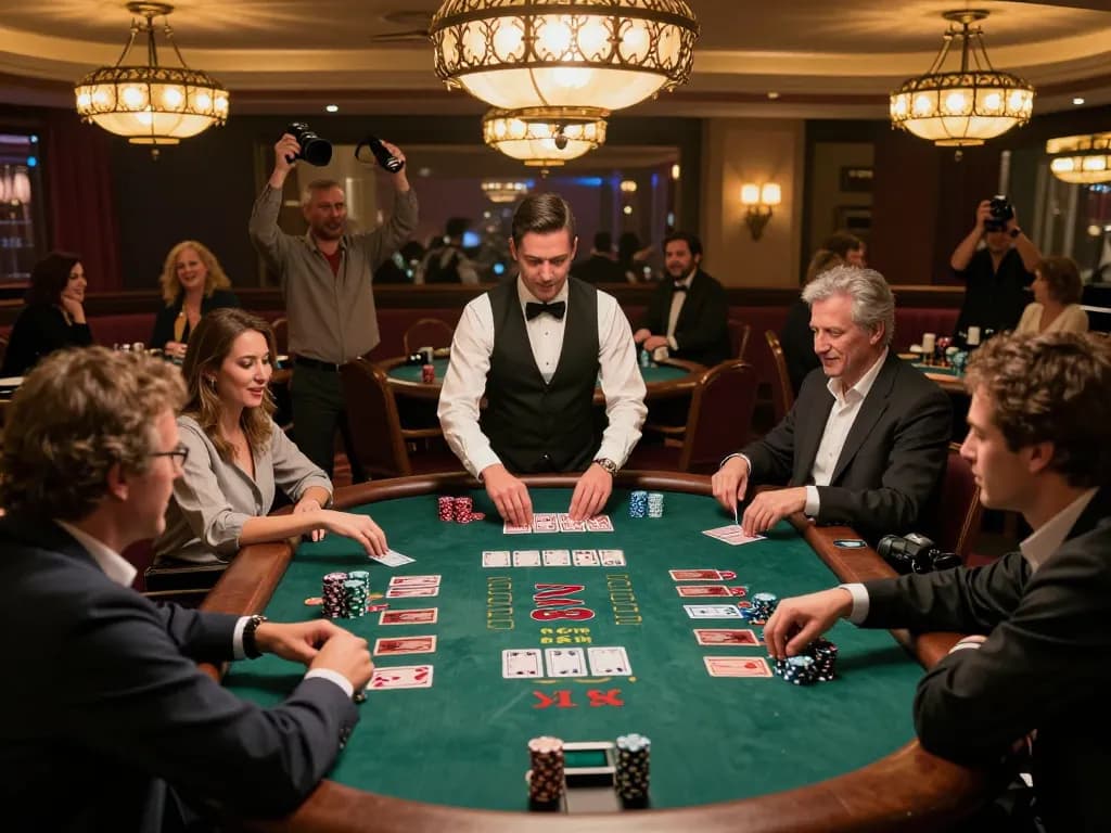 Players enjoying a thrilling blackjack game at OKFUN casino with engaging action and vibrant atmosphere.