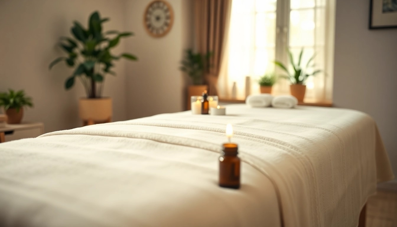 Enjoying a peaceful 평택출장마사지 experience in a calm home setting, featuring professional massage essentials.