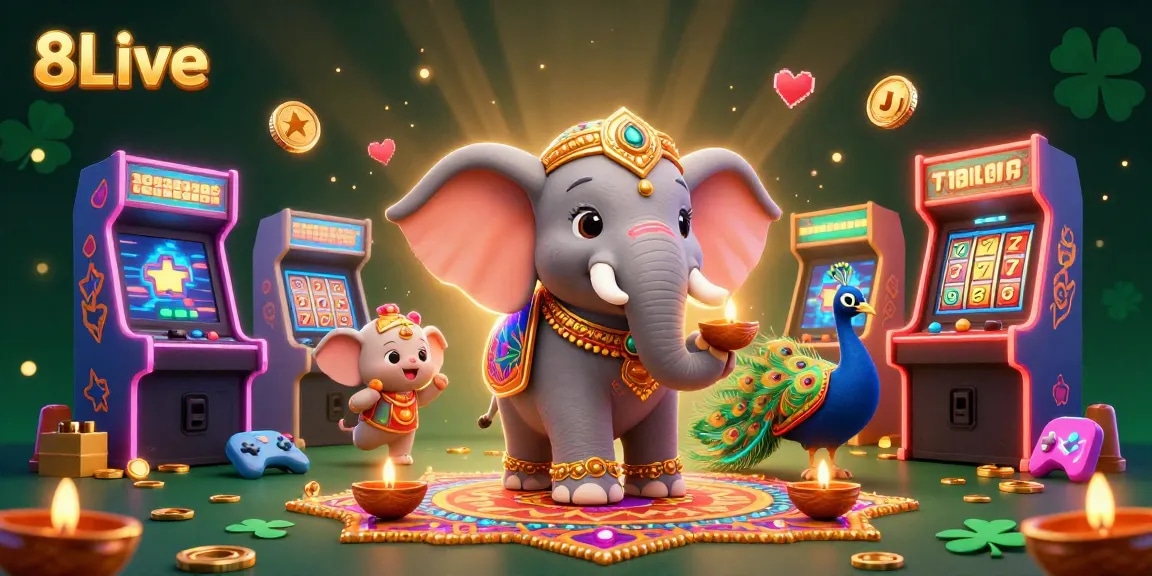 Experience 8Live's dynamic casino adventure with colorful characters and gaming elements galore.