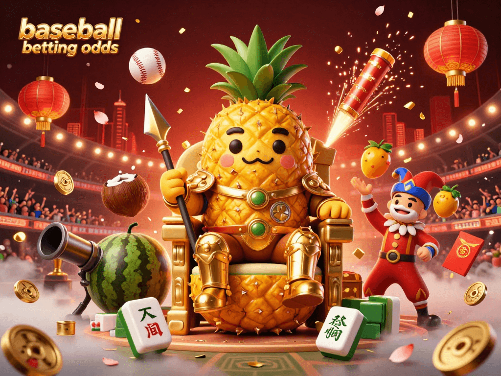 Exciting baseball betting odds scene featuring vibrant characters and casino elements in action.
