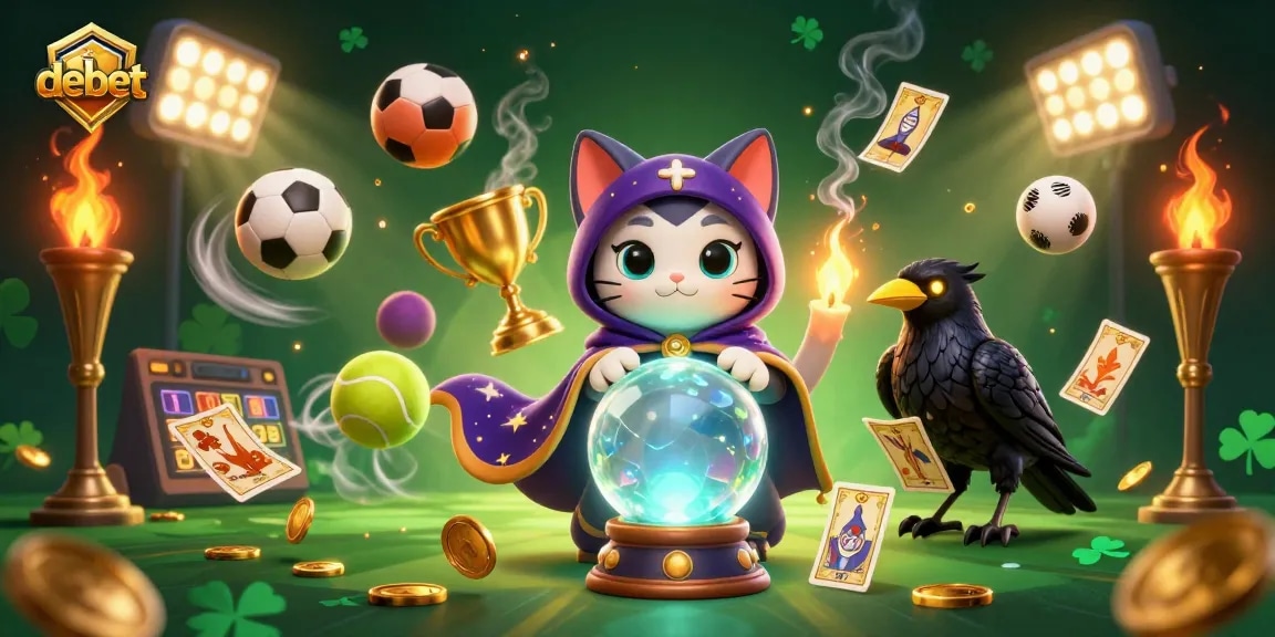Experience thrilling sports betting action with Debet's immersive gaming scene featuring dynamic characters and vibrant sports elements.