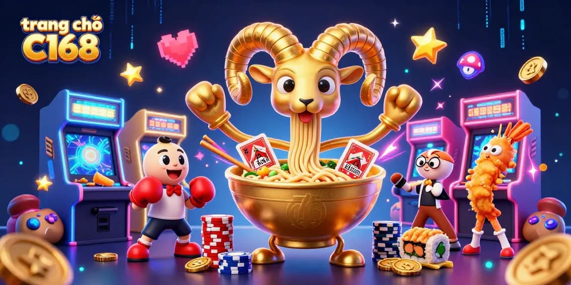 Engage with the vibrant world of trang chủ C168, featuring cartoon characters and colorful casino gaming elements.