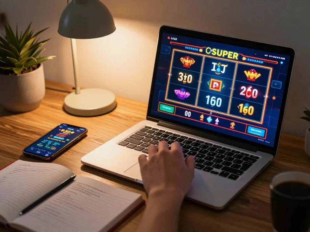 Engaging gameplay on LGOSUPER with focused betting strategies in a cozy home setting.