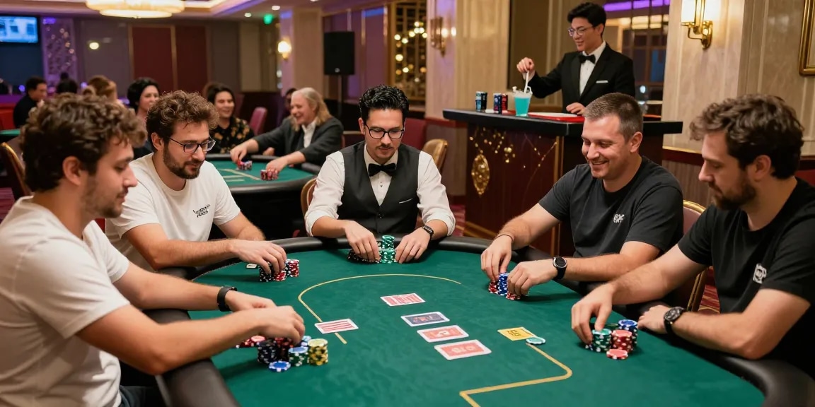 Poker88, suasana permainan poker yang mendebarkan di kasino dengan pemain yang antusias.