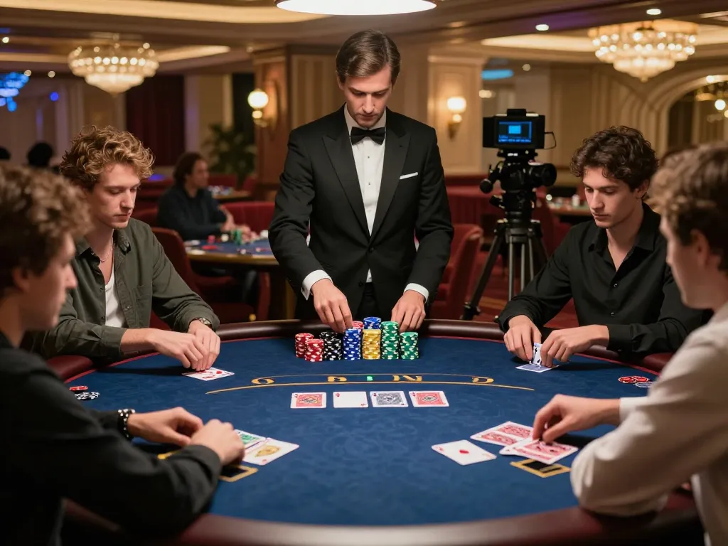Players at 789win enjoy a strategic poker game in a luxury setting, showcasing intense gameplay.