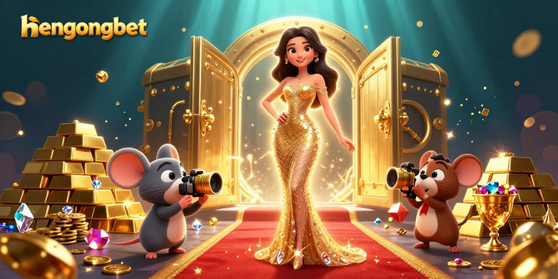 Experience thrilling gameplay at hengongbet with dynamic casino elements and captivating characters in this vibrant 3D illustration.