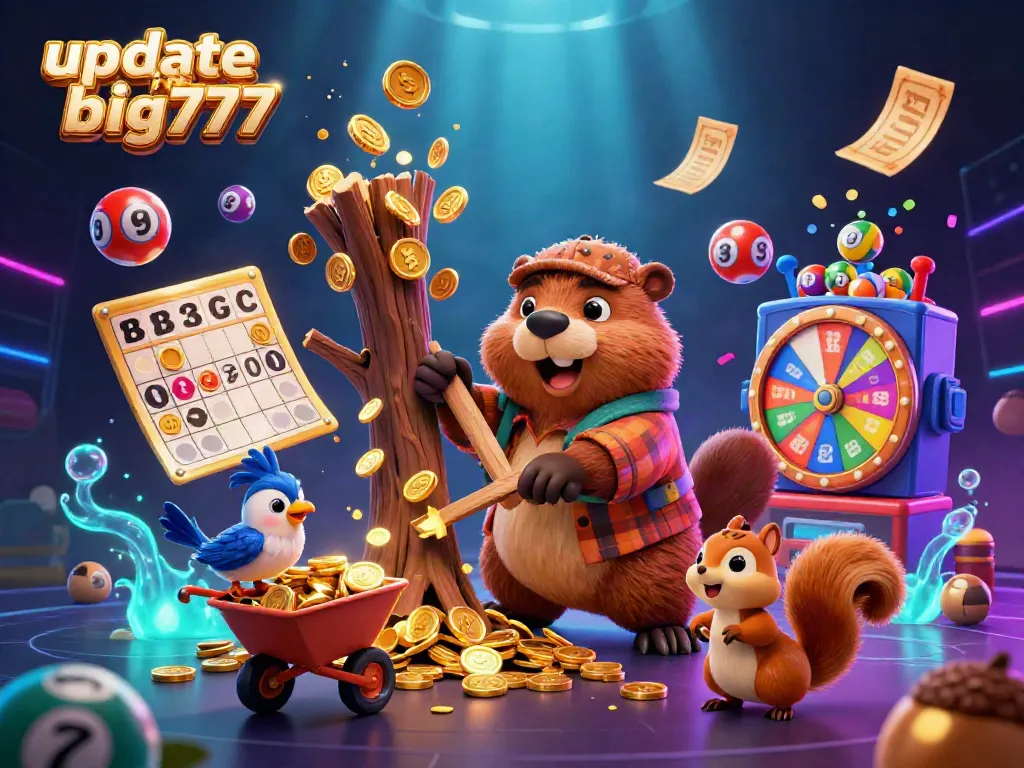 Experience the excitement of update rtp big777 with a vibrant illustration of a busy casino scene filled with winning elements.