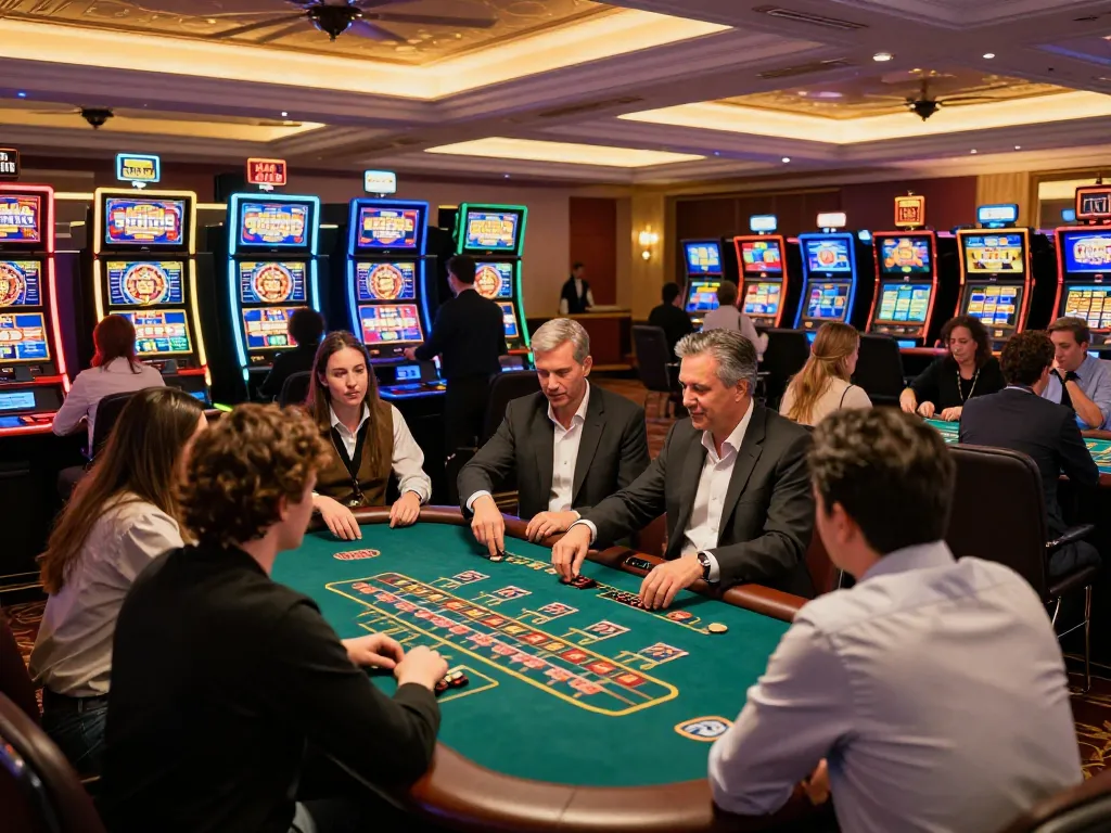 Players enjoying exciting games at 388bet casino, capturing the thrill and social interaction of gambling.