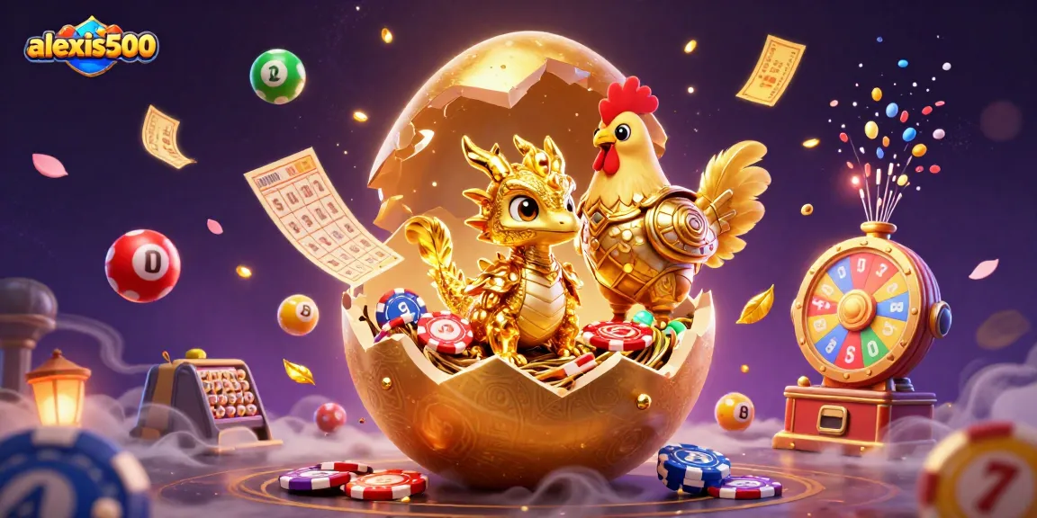 Play thrilling games at alexis500 with golden dragon and poker chips amidst a vibrant casino scene.