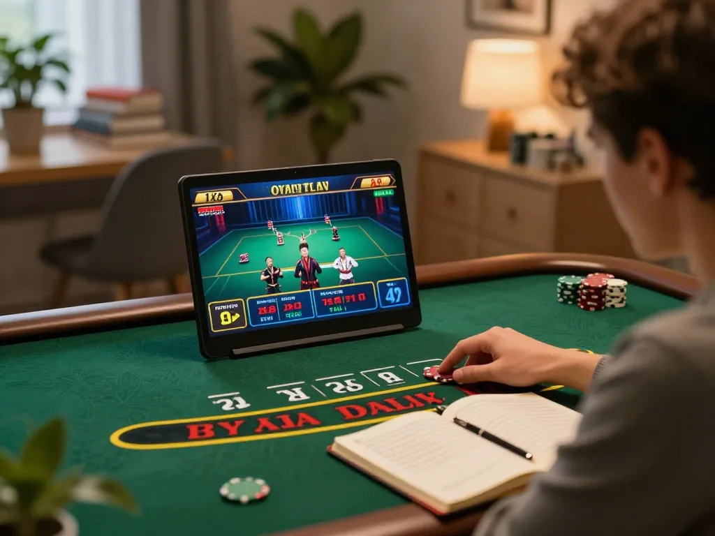 Player engaged in live dealer blackjack at cm88seo, showcasing strategic gameplay and home comfort.