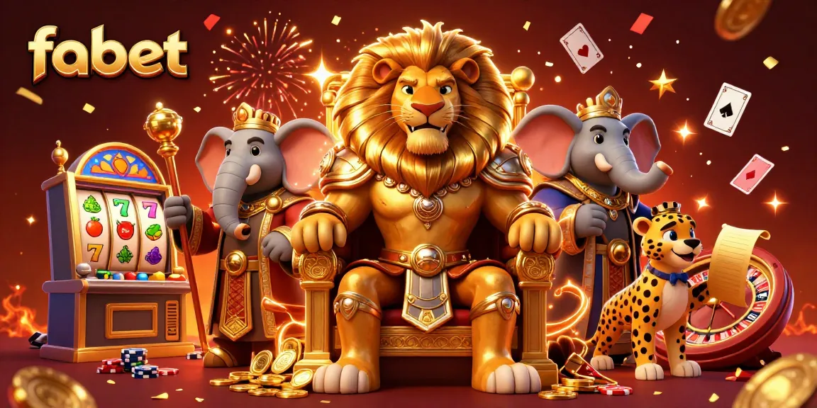 Experience high-stakes excitement at fabet with a colorful casino scene featuring majestic characters and thrilling games.