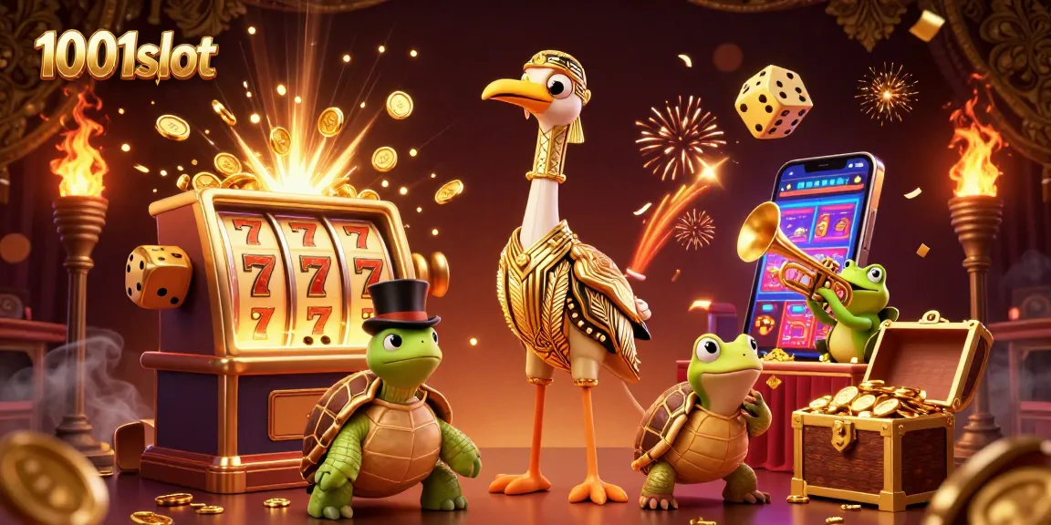 Experience thrilling excitement with the 1001slot dynamic scene filled with jackpot action and vibrant characters.