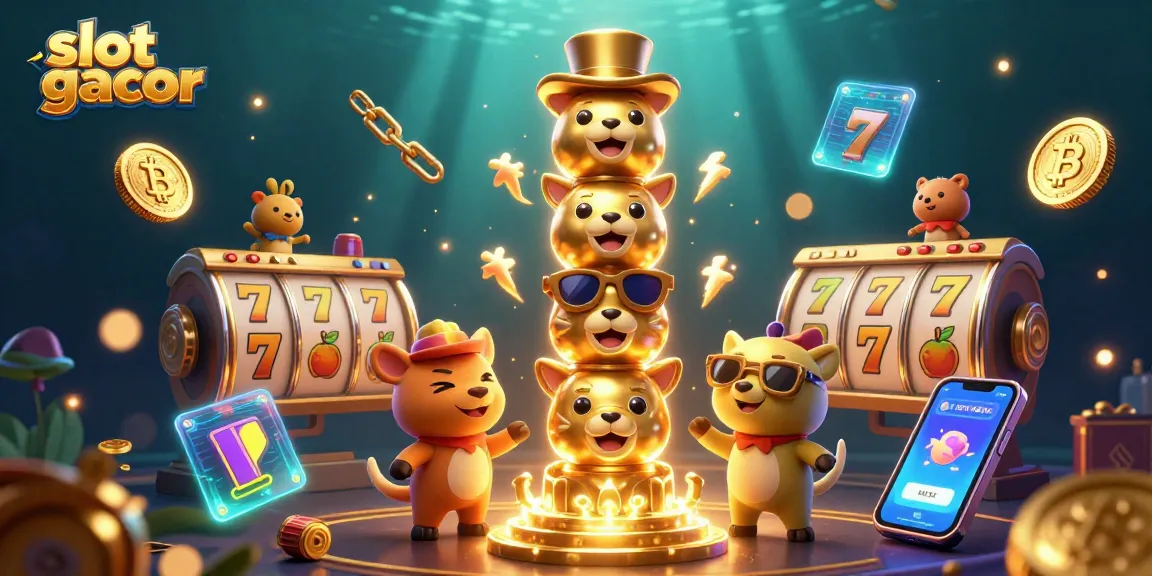 Menang di slot gacor dengan simbol-simbol keberuntungan dan elemen kasino yang menyala.