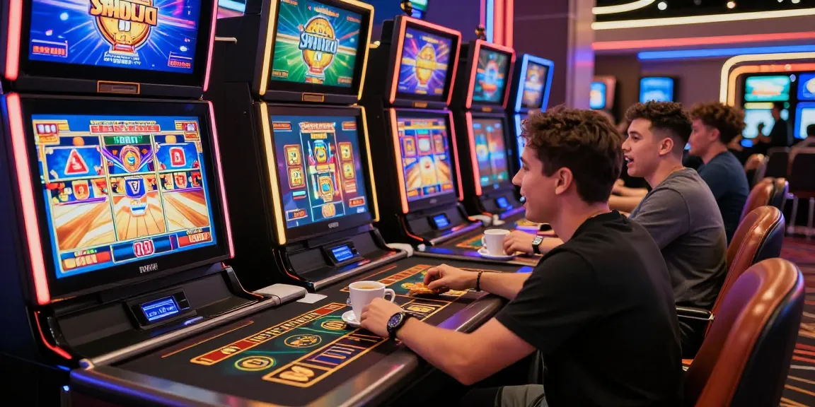 Exciting online gaming moment at ngamenjitu casino platform, players engaged with vibrant slot graphics and live dealer.
