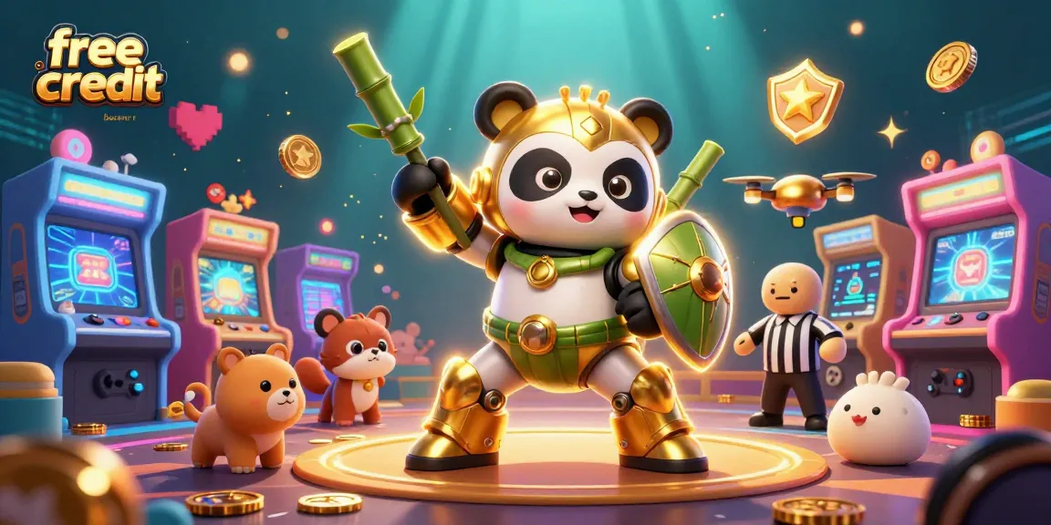 Win with free credit baccarat in a lively 3D casino scene featuring engaging characters and dynamic game elements.