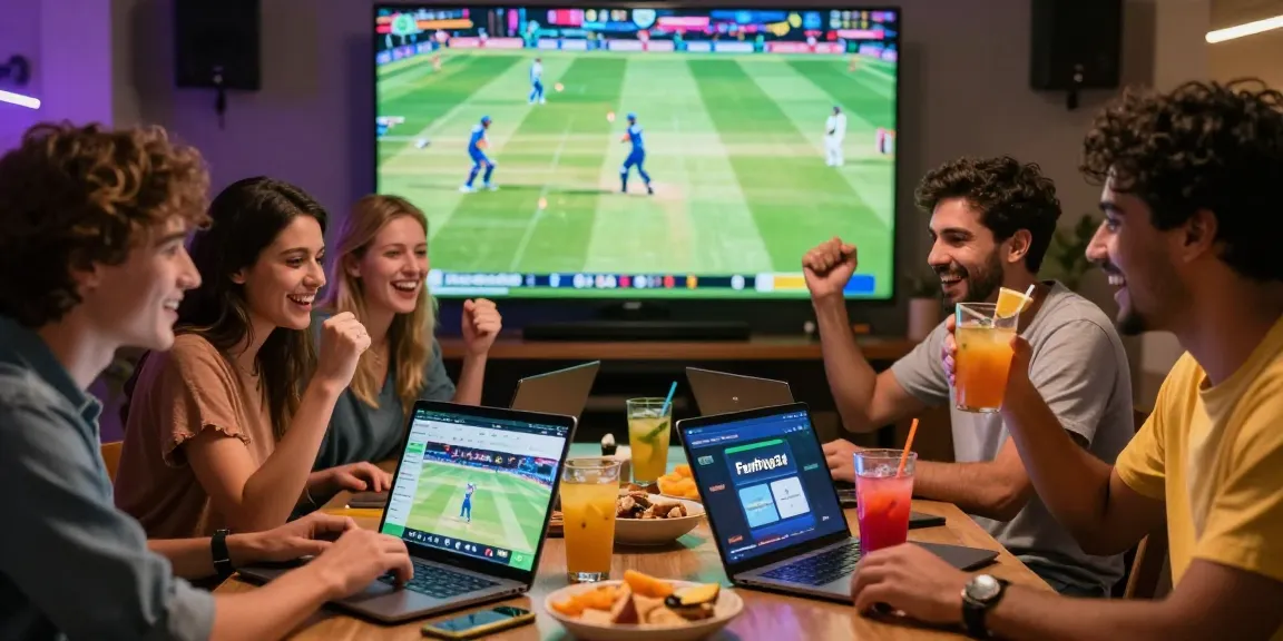 Celebration of cricket victory with friends using Fairplay24 platform for online betting.