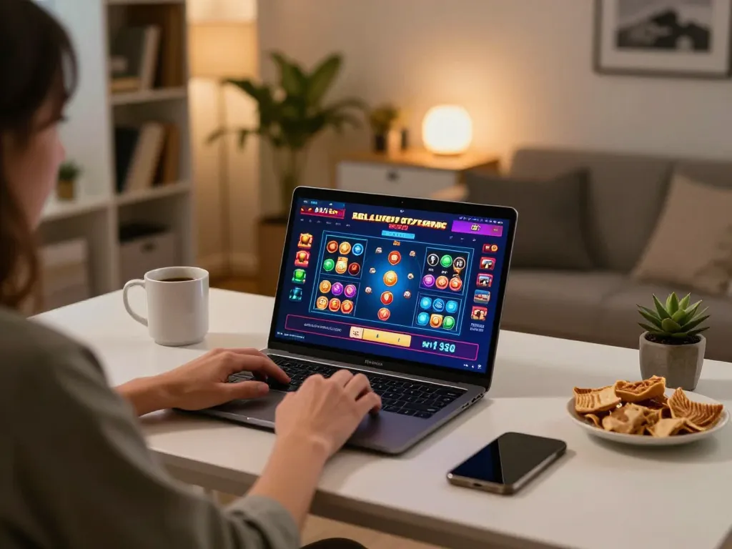 Online gambling at home with casa cá cược, showcasing a player actively engaged with their laptop