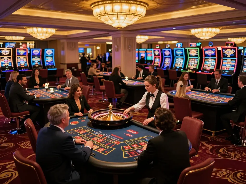 Nohu offers an exciting roulette experience with players and croupiers in a luxurious casino.