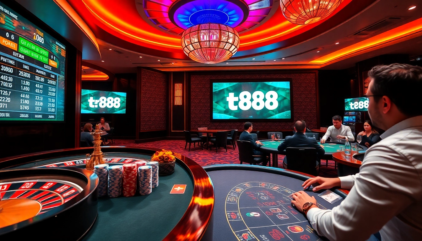 Experience the excitement of tr88 casino gaming with vibrant roulette wheels and poker action.