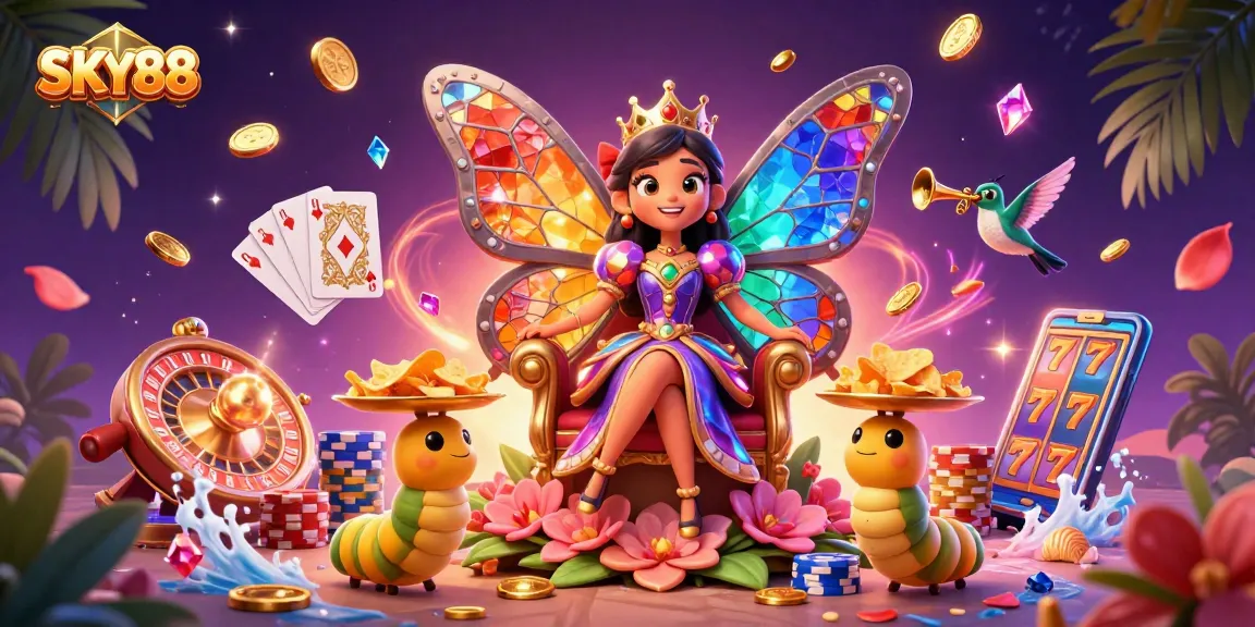 Engage with vibrant casino elements at SKY88 through 3D illustrations of winning moments.