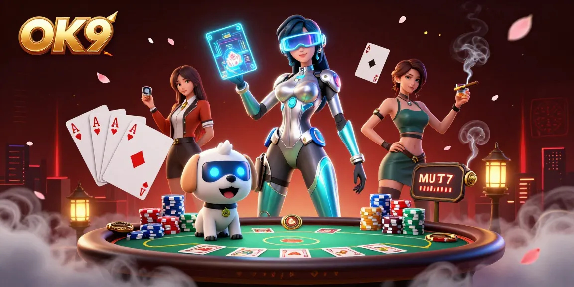 Engage in thrilling casino games at OK9 where stunning visuals and holographic elements enhance your gaming experience.