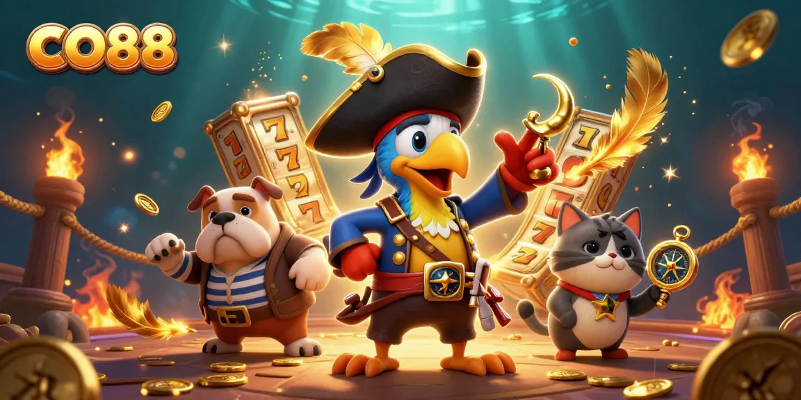 Experience the thrilling adventures of CO88 as pirate-themed characters animate classic casino games.