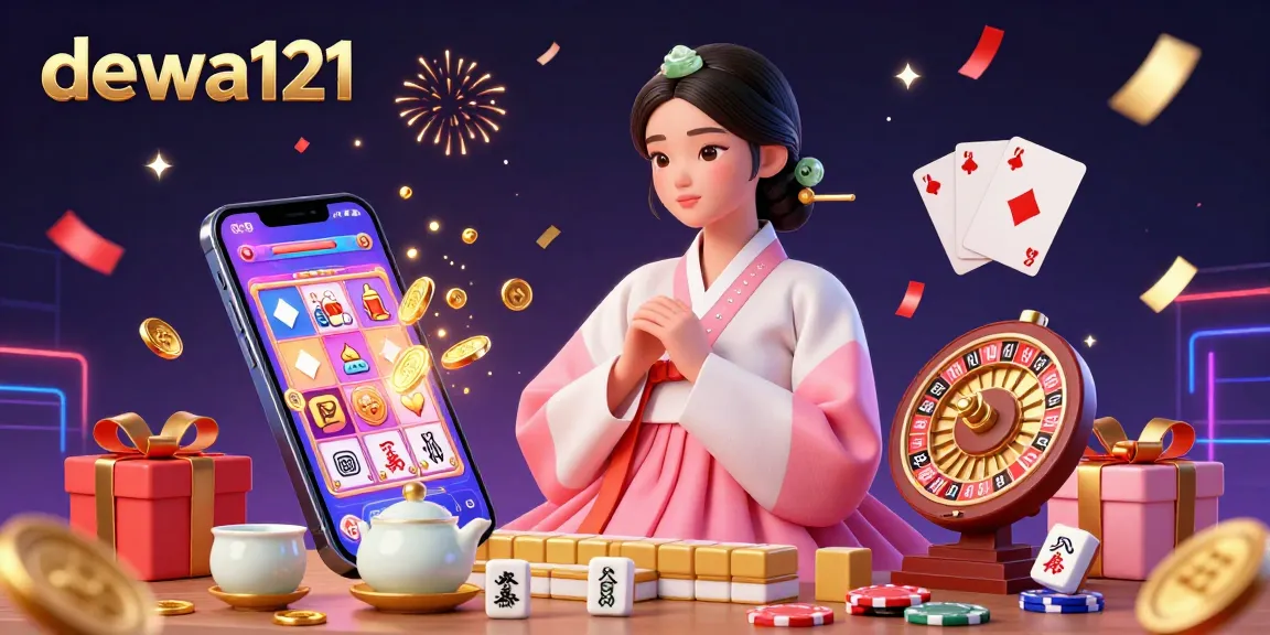 Terlibat dengan suasana kasino dewa121 yang semarak dengan permainan slot, koin emas, dan suasana pesta.