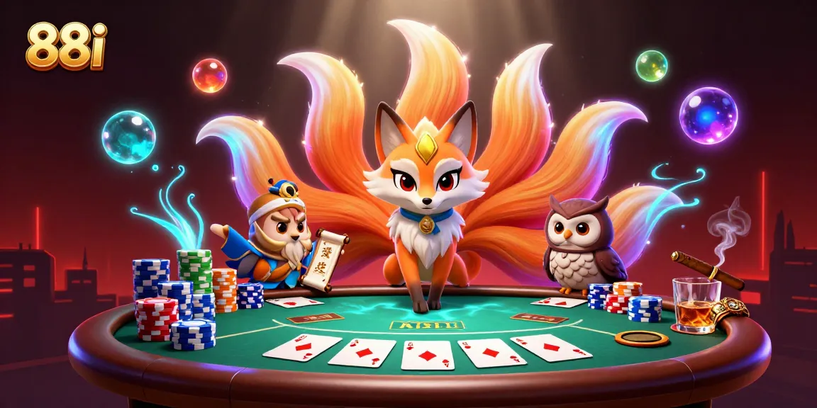 88i puts players in the spotlight with a mesmerizing 3D illustration featuring a poker theme and vibrant characters.