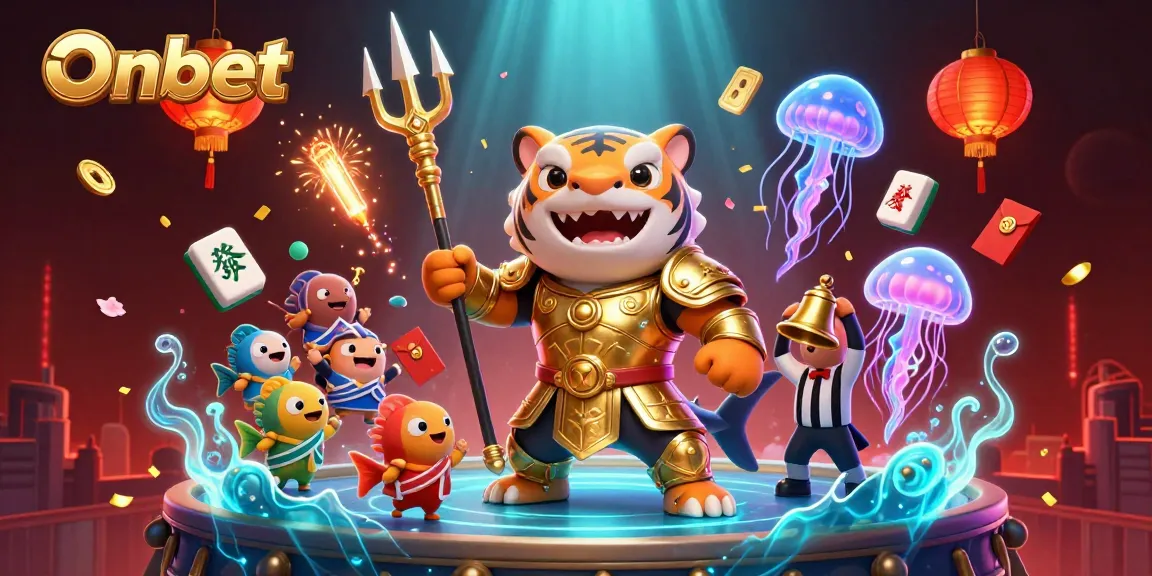 Join the action at Onbet with this vibrant underwater casino scene featuring exciting characters and game elements.