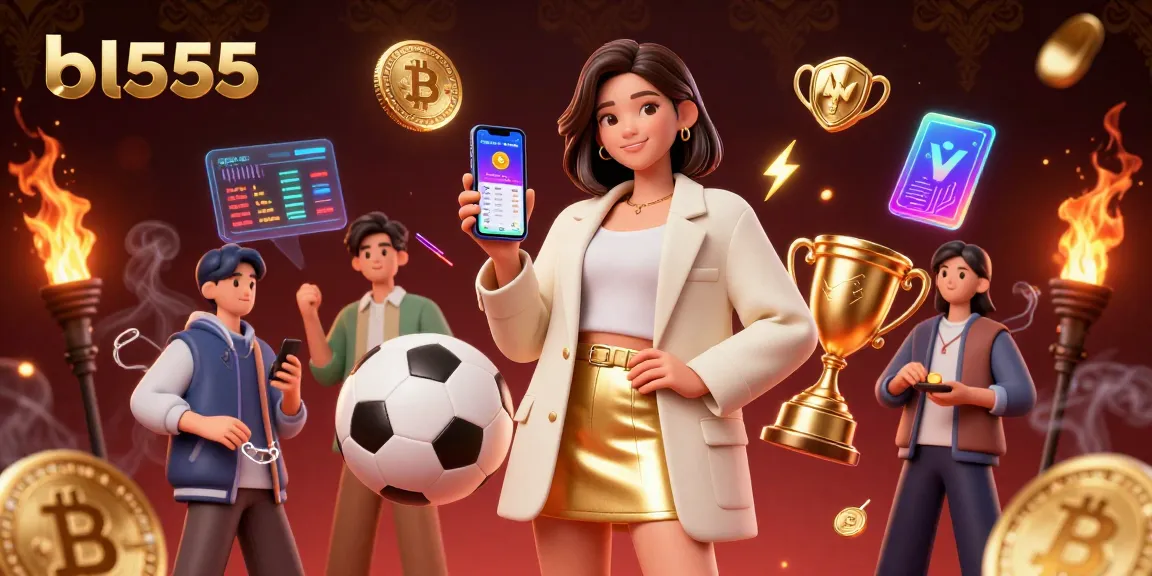 Experience the excitement of sports betting with bl555’s vibrant digital illustration featuring gaming elements.