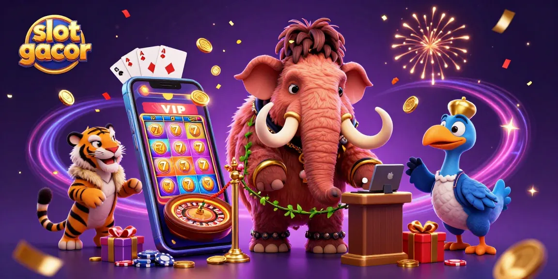 Experience slot gacor excitement with a vibrant 3D casino illustration featuring engaging characters.