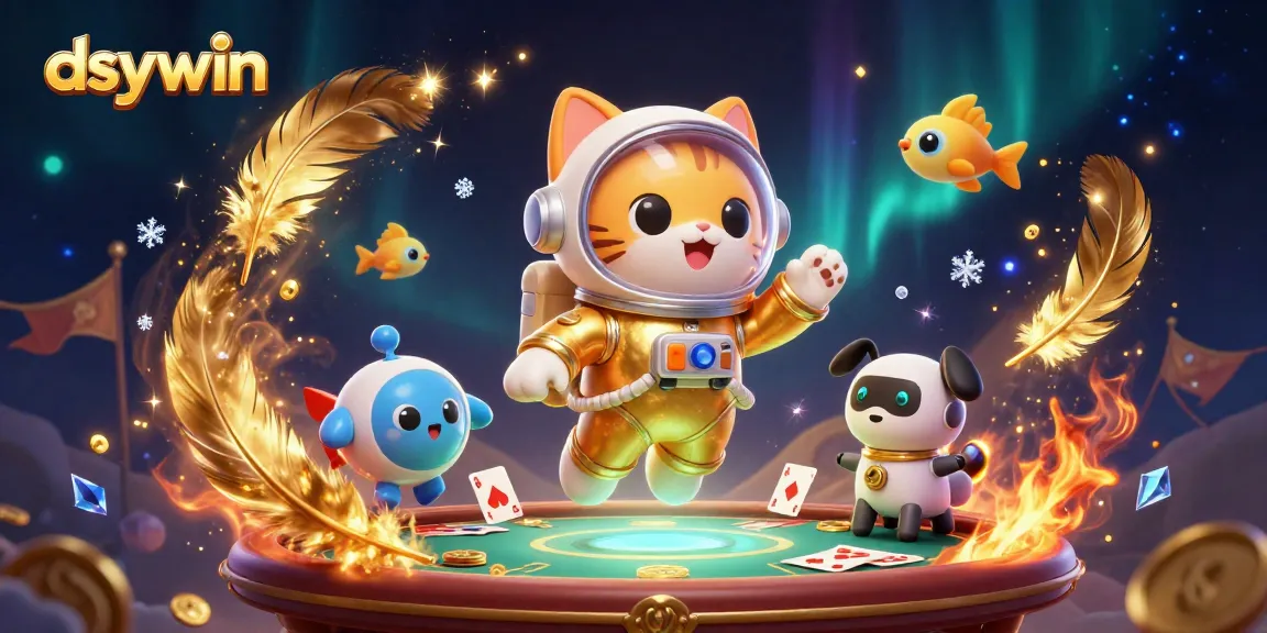 dsywin offers thrilling baccarat action with a colorful astronaut cat, a robot dog, and alien fish.