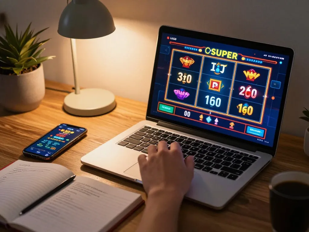 Engaging gameplay on LGOSUPER with focused betting strategies in a cozy home setting.