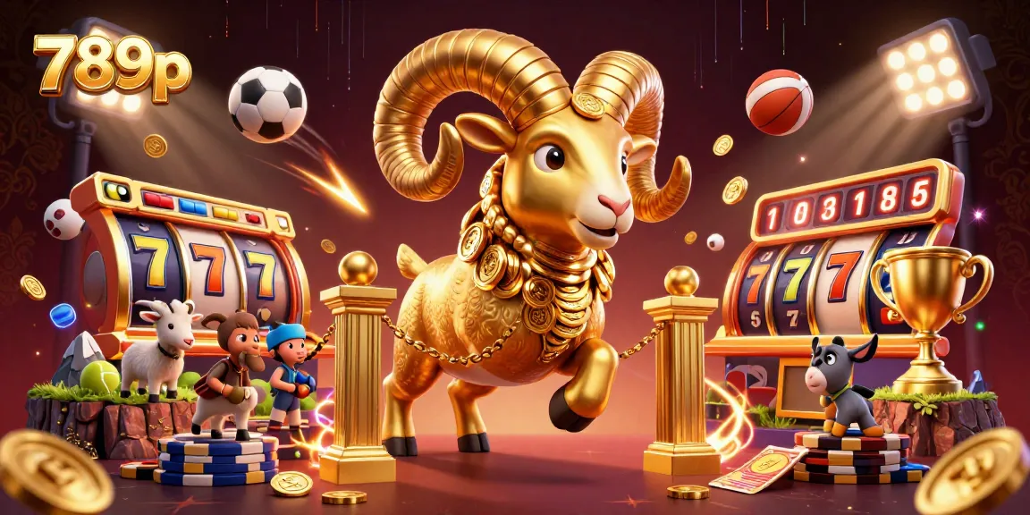 Engage with 789p casino dynamic action featuring a golden ram charging through a vibrant gaming scene.
