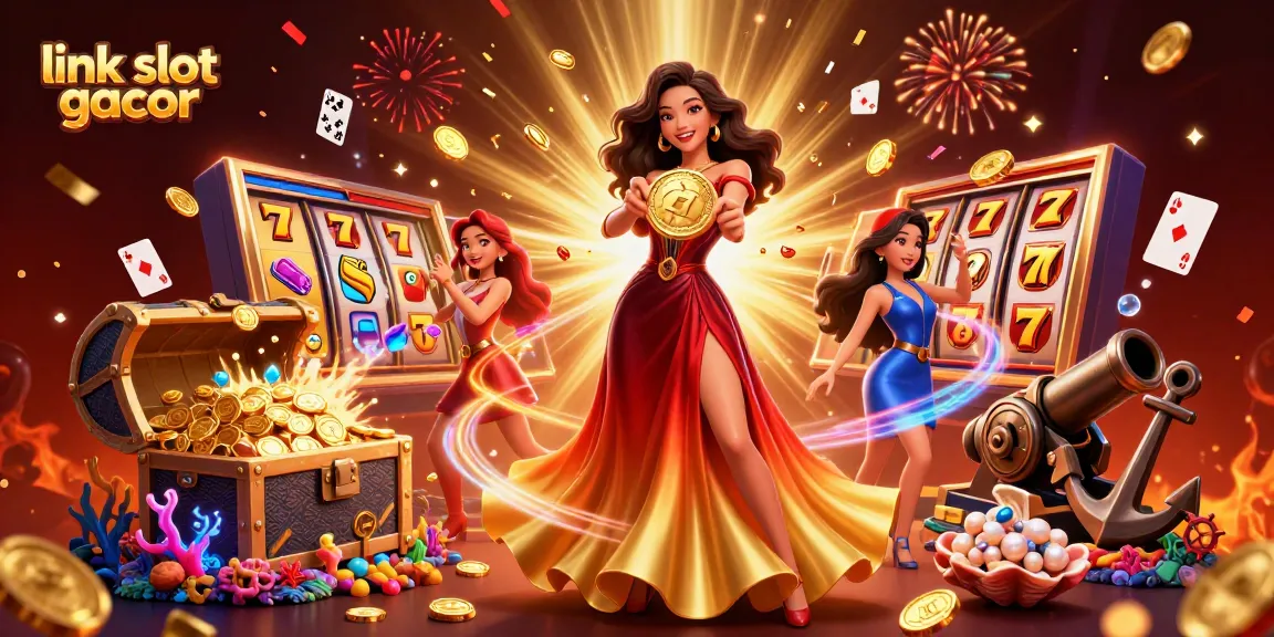 Experience gaming excitement with link slot gacor, featuring a stunning casino-themed illustration.