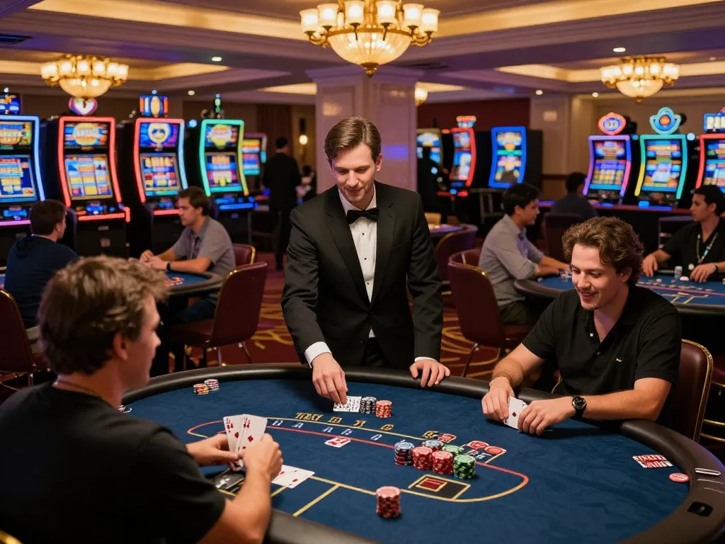 Exciting poker game in cm88 casino with players celebrating a win and warm atmosphere.