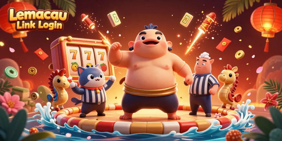 Experience the excitement of gambling with Lemacau Link Login in a vibrant underwater casino scene featuring characters interacting with slot reels and symbols.