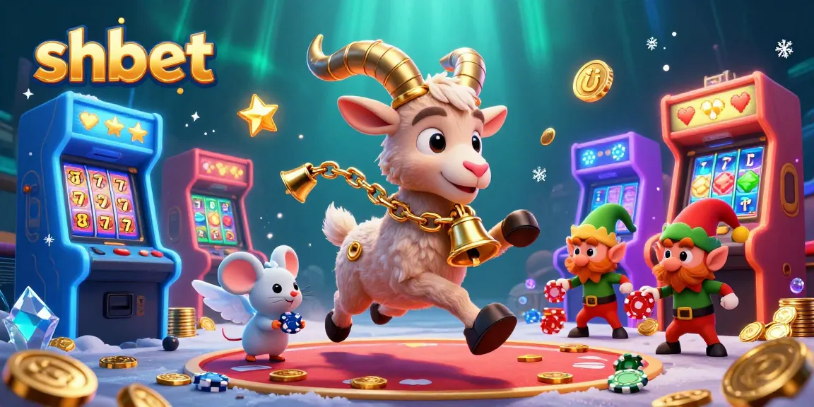Experience thrilling gameplay in the shbet casino with Krampus and playful gremlins amidst vibrant slot machines.