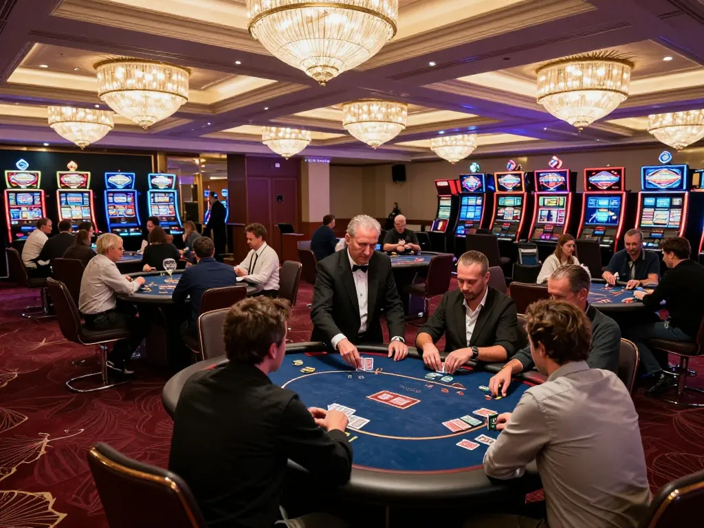 Players engaging in competitive poker at a vibrant casino showcasing SC88 strategies for smart betting.