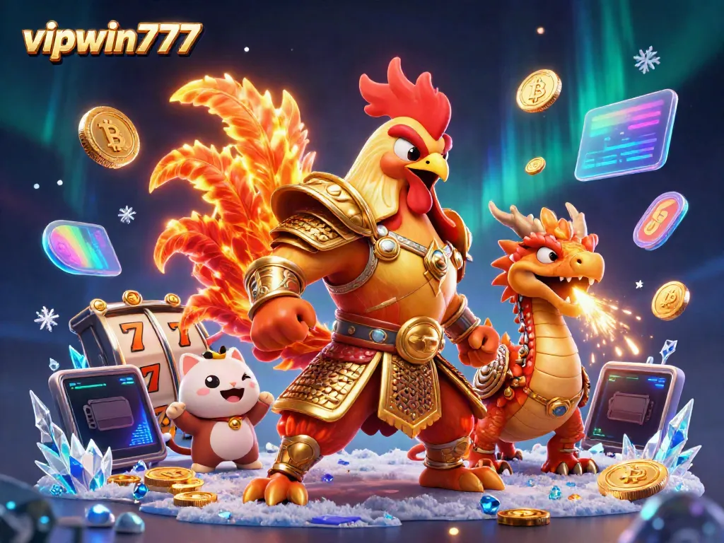Experience thrilling gameplay at vipwin777 with dynamic fighting rooster warriors, dragons, and winning slot machines.