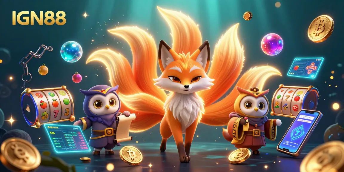 Experience winning strategies with IGN88 featuring a colorful nine-tailed fox in a vibrant casino scene.